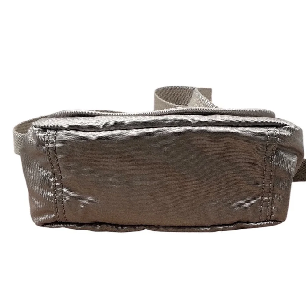 Kipling Metallic Pewter Nylon Crossbody Bag with‎ Monkey Keychain NWT
